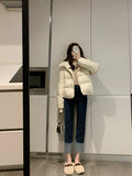 Mid-age Style Down Padded Jacket With Hood And Disc Buttons