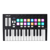 WORLDE Orca mini25 - Portable 25-Key USB MIDI Keyboard Controller with 16 RGB Backlit Trigger Pads and 8 Assignable Control Knobs