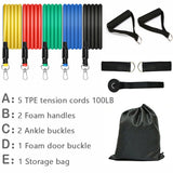 11pcs Resistance Band Set with Storage Bag - Perfect for Indoor Workouts, Strength Training, and Physical Therapy