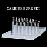 Double Cut Rotary Burr Set 20Pcs Die Grinder Bits 1/8 inch Shank Tungsten Carbide Cutting Burrs for Wood Working