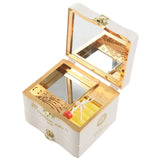 NEW ARRIVAL Classic Rotating Dancer Piano Music Box Clockwork Plastic Jewelry Box Girls Hand Crank Music Mechanism White