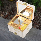 NEW ARRIVAL Classic Rotating Dancer Piano Music Box Clockwork Plastic Jewelry Box Girls Hand Crank Music Mechanism White