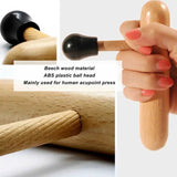 T Shape Wooden Acupuncture Acupoint Stick Skin Device Body Deep Tissue Massage Therapy Tool Neck Back