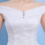 Wedding dress 2021 new bride married Korean style Qi thin one word shoulder wedding tail shoulder spring and summer models