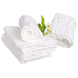Muslin Bath Towels, 10 Pack Of Reusable Soft Absorbent Cotton Baby Face Towel, For Baby's Delicate Skin White