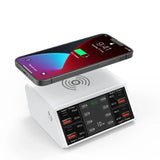 100W 8 Ports USB Type C Fast Charger Station QC3.0 PD3.0 Wireless Charging Desktop Quick Charge For book Phone