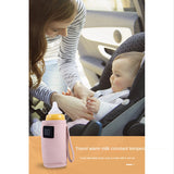 USB Milk Water Warmer Travel Stroller Insulated Bag Baby Nursing Bottle Heater Safe for Outdoor Winter -Green