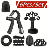 6pcs/set Hand Grip Strengthener Kit, Finger Exerciser, Grip Strengthener, Adjustable Hand Gripper, Forearm Strengthener