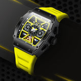 GUANQIN Design Automatic Mechanical Male Watch Hollow Tourbillon Luxury Business Brand Sapphire Clock Rubber Strap Waterproof