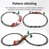 Santa Claus Tree Decoration Trains Electric Christmas Train Toys Gifts for Kids Railway Cars Racing Tracks With Music