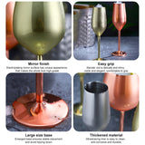 220ml Stainless Steel Champagne Unbreakable Wine Cup Gold Sier tail Glass Metal Flute Home Bar Party Supplies