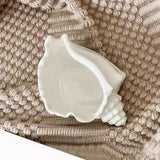 Conch Tea Light Candle Holder, Dish, Ocean Beach Theme Ceramic White Shell Jewelry Tray