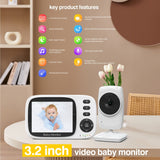 Wireless Video for Baby Camera Monitor with 3.2 Inch TFT LCD Screen Two-Way Talk Room Temperature Detection