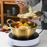 1pc, Ramen Pot, Stainless Steel Korean Style Ramen Cooking Pot With Lid, Instant Noodle Pot