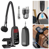 UHF Instruments Microphone Clip on Pickup System Wireless Receiver and Transmitter for Clarinet Flute