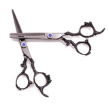 2Pcs 6" Barber Scissors Professional 440C 62HRC Hair Cutting Scissors Dragon Sculpture Handle Thinning Shears Adjustable C9003