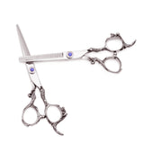 2Pcs 6" Barber Scissors Professional 440C 62HRC Hair Cutting Scissors Dragon Sculpture Handle Thinning Shears Adjustable C9003