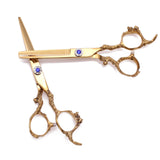 2Pcs 6" Barber Scissors Professional 440C 62HRC Hair Cutting Scissors Dragon Sculpture Handle Thinning Shears Adjustable C9003