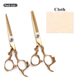 2Pcs 6" Barber Scissors Professional 440C 62HRC Hair Cutting Scissors Dragon Sculpture Handle Thinning Shears Adjustable C9003