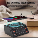 100W 8 Ports USB Type C Fast Charger Station QC3.0 PD3.0 Wireless Charging Desktop Quick Charge For book Phone