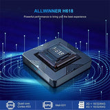 Android 13 BT 5.0 ATV Allwinner H618 2.4G 5G Dual Wifi HDR10 6K Media Player TV Box Black
