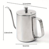 1pc 600ml Hand-Pouring Coffee Pot with No. 6 Handle and Cover - Perfect for Brewing Delicious Coffee at Home