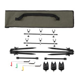 Lixada Adjustable Retractable Carp Rod Holder Fishing Pole Pod Stand with 3 Bite Alarms and Swingers Indicator