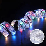Tree Ornaments for Home 2024 DIY Bows Light String Navidad New Year 2025 Christmas Decoration LED Ribbon Fairy Lights