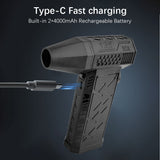 Electric Compressed Air Duster - 130000RPM, Magnetic Suction Nozzle, Speed Adjustable, 2x4000mAh