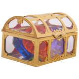 Diving Pool Toys Colorful Diamond Gem with Treasure Pirate Chest Box Summer Underwater Gemstones Set for