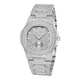 PINTIME Luxury Men's Watches Waterproof 30M Fashion Quartz Wristwatch Iced Out Diamond Case Bling Business Stainless Steel Reloj