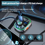 Bluetooth 5.0 Car MP3 Player Wireless Handsfree Audio Receiver PD/QC3.0 Fast Charger Support TF Card U Disk Play