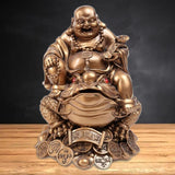 Laughing Buddha Resin Statue - Fengshui Home Decor with Money Frog