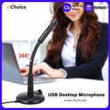 USB Desktop Microphone Plug &Play Omnidirectional PC Laptop Mic for Computer Gaming Recording Chatting Singing Meeting