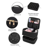 30 Bottles Nail Polish Storage Portable Cosmetic Large Handbag Organizer with Handle for Travel 2 Layer Essential Oil Bag