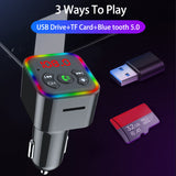 F10 Car Blue tooth 5.0 FM Transmitter TF Card Disk Playback 3.1A Dual USB Fast Charger Handsfree MP3 Music Player 3 in 1 charger