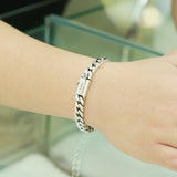 S925 Sterling Silver Simple Punk Bare Body Bracelet Cuban Chain