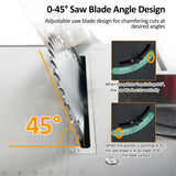 1600W Compact Tablesaw Portable 5000RPM Table Saw 40T Blade Dust Bag Adjustable Cut Depth and Angle 45° Bevel Cutting