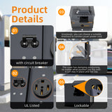 50 Amp Outlet with Breaker Weatherproof 125/250V 14-50R Receptacle Lockable Electrical Power Box for RV Camper
