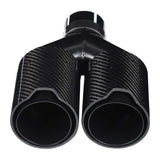 Car Tail Pipe 63-93mm Y-Shaped 1-In-2-Out Right Side Dual Outlet Exhaust Tailpipe Black Carbon Fiber for M Performance