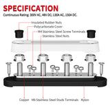 Car Negative Bar 150A Terminal 12V Power Distribution Block M8 Termianl Bus for Automotive Boat