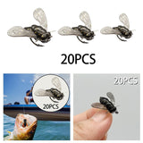 20x Fishing Flies Simulation Fast Sinking Dry Baits Wet Nymph Fly Metal with Hook for Crappie Trout Snapper Bluegill Salmon