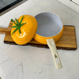 1pc, Saucepan With Lid (16.0cm), Yellow Tomato Shaped Sauce Pan With Cover, Cute Kawaii Sauce Pot, Vegetable Saucier