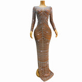 Adult Gift Multi colored Side Split Slim Fit sleeved Car Model Photography Long Dress