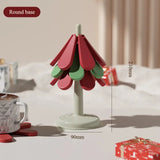 3pcs Tree Design Stand Wooden Trivets Decorative Anti Scald Heat Resistant Table Mat Coaster Wood Placemats Pot for Christmas