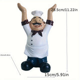 1pc Chef Ornament, Wine Tray Rack, Chef Holding Plate Or Carrying Red Wine, Art Craft, For Bookshelf Home Living Room Office Cafe Decor, Room Tabletop Display Entryway Decor, Winter Christmas New Year Decor(Wine And Tray Not Included)
