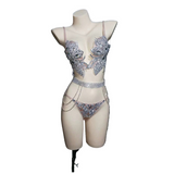 Nightclub bar tour, female singer runway show, new luxury bikini set, side tassels, sexy temperament