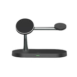 Magnetic wireless 5-in-1 fast charging support with LED night light and USB power mode