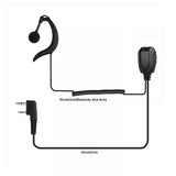 walkie talkie ear hook coiled cord earphones, K-head dual pin J9122A