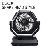 20000mAh High-Capacity Battery LED Light Shaking Head Camping Fan Movable Wireless Air Circulators Outdoor Ventilador with Hook